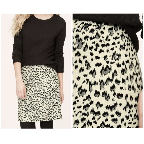 LOFT Dresses & Skirts - Loft Ivory Snow Leopard Cheetah Animal Print Skirt